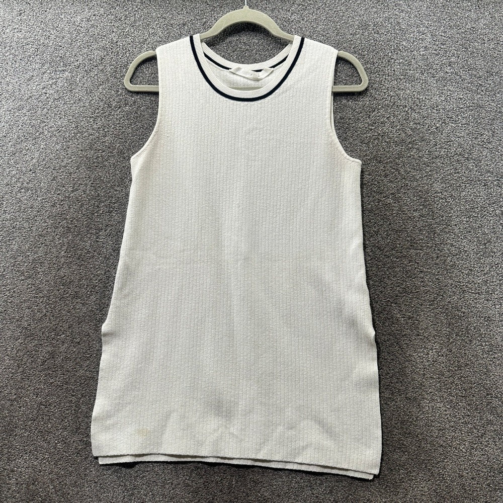 Athleta Ribbed On The Town Sleeveless Tunic Top Sweater Women Medium White